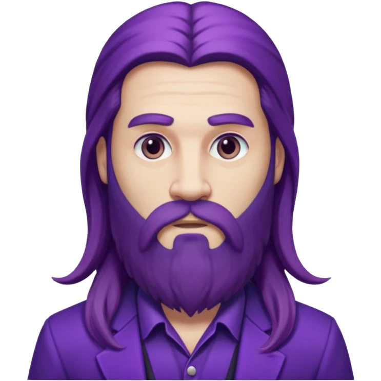 Give me png of a character having bold masculine beard and hairs with white skin which should look similar to a gangster, the colour tone should be purple, long hairs and long beard emoji