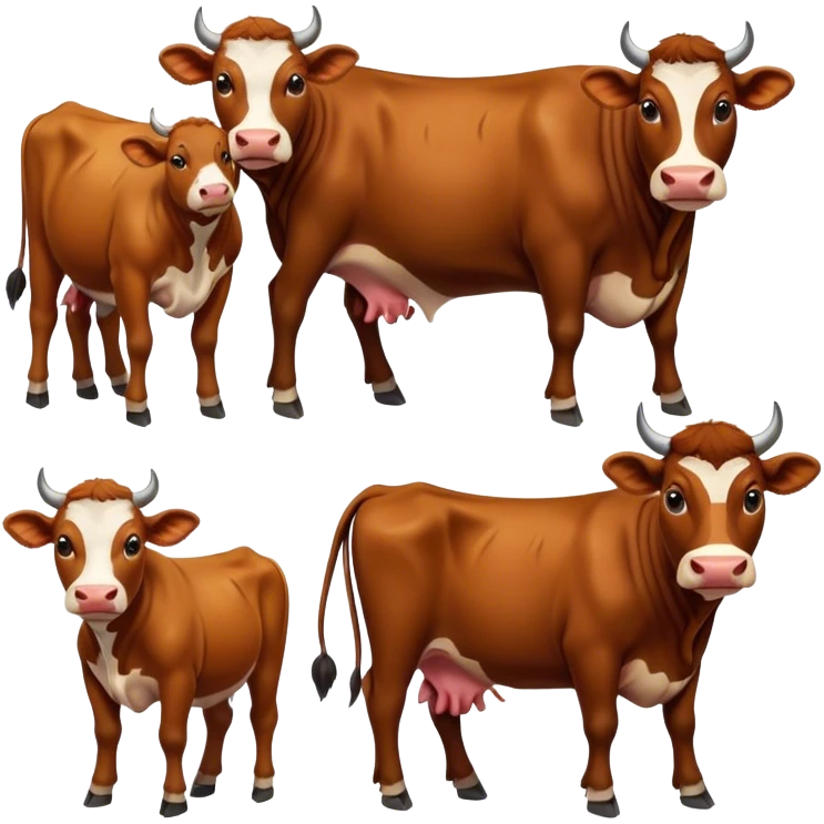 Famille Vache, taureau et leurs veau  emoji