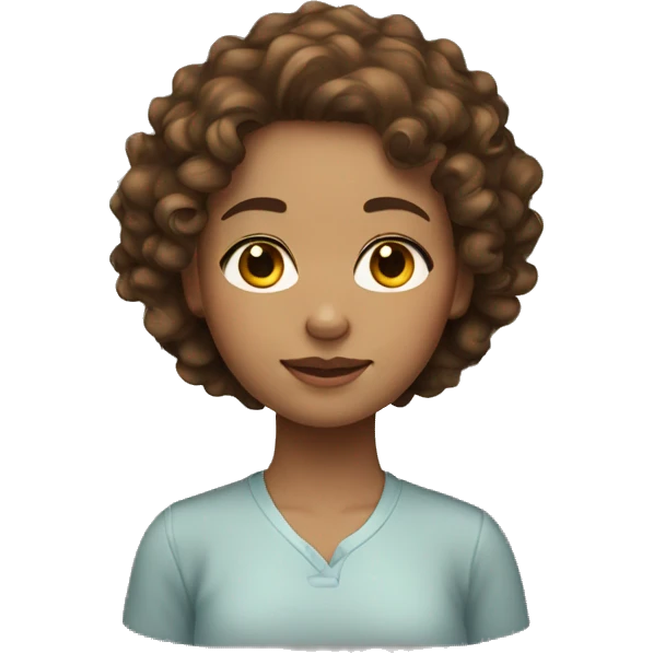 a brown haired girl with light skin and curly hair emoji