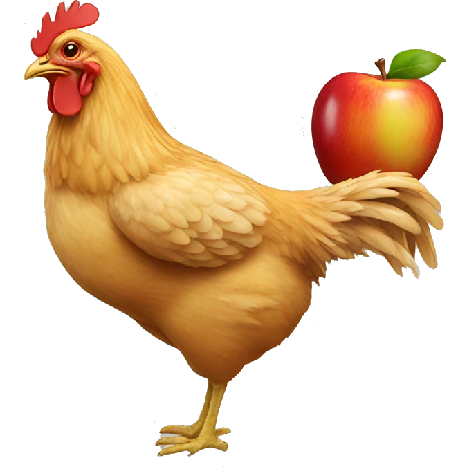 A chicken eating apple sauce  emoji