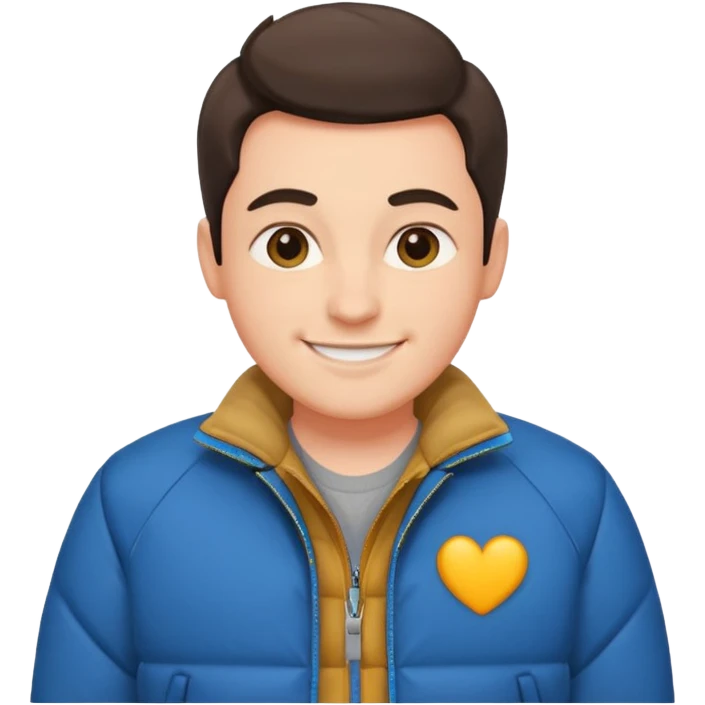 proud person, chest puffed out, smiling confidently, wearing a jacket emoji