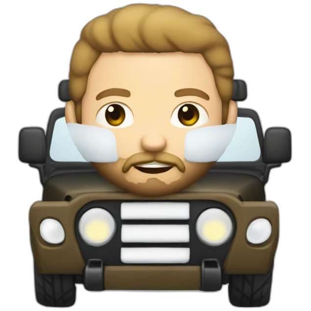 white bold man with beard riding Jeep jk emoji