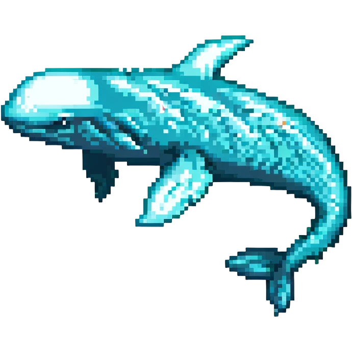 Magic whale, pixel art style, teal and turquoise colors emoji