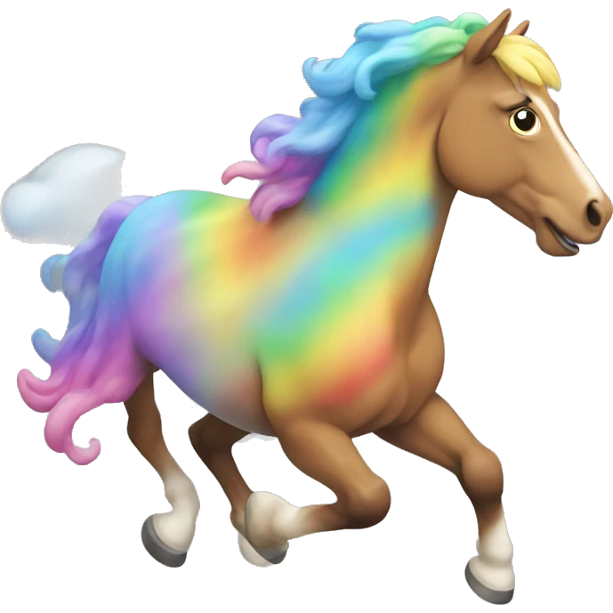 Horse running on rainbow clouds emoji