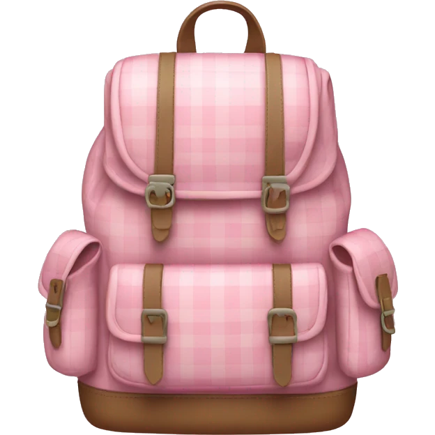 pastel pink checked backpack emoji