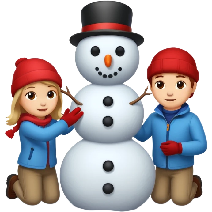 Kids building a snowman emoji