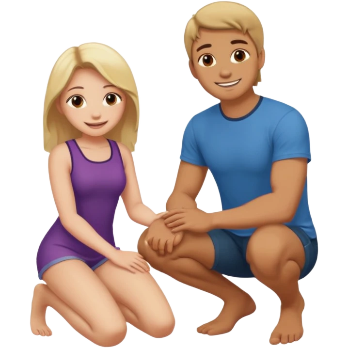 Girl on knees in front of man emoji