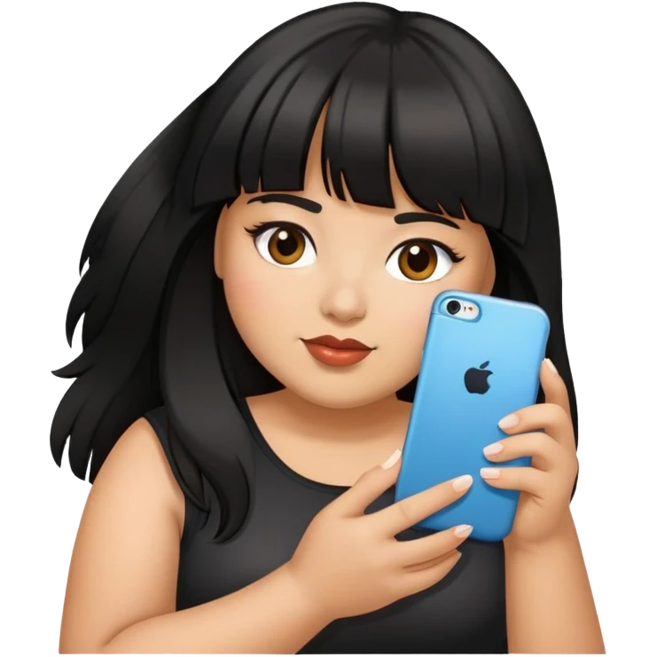 Latina female with bangs black long hair plus size with iPhone  emoji