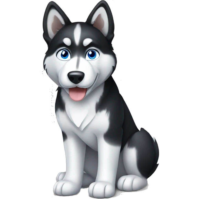 Sitting Black and white husky with blue eyes  emoji