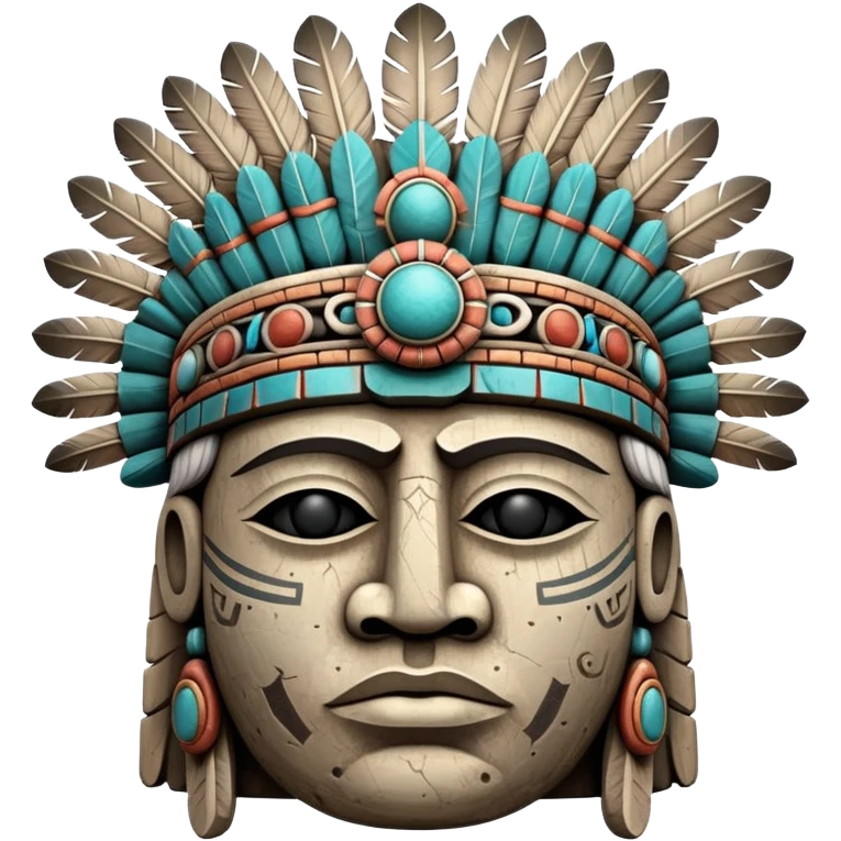 Toltec stone head carving with ceremonial headdress emoji