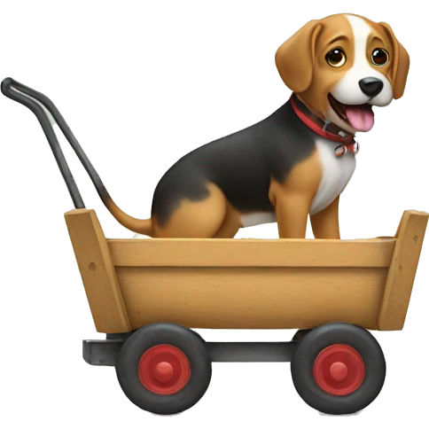 Dog pulling a wagon emoji