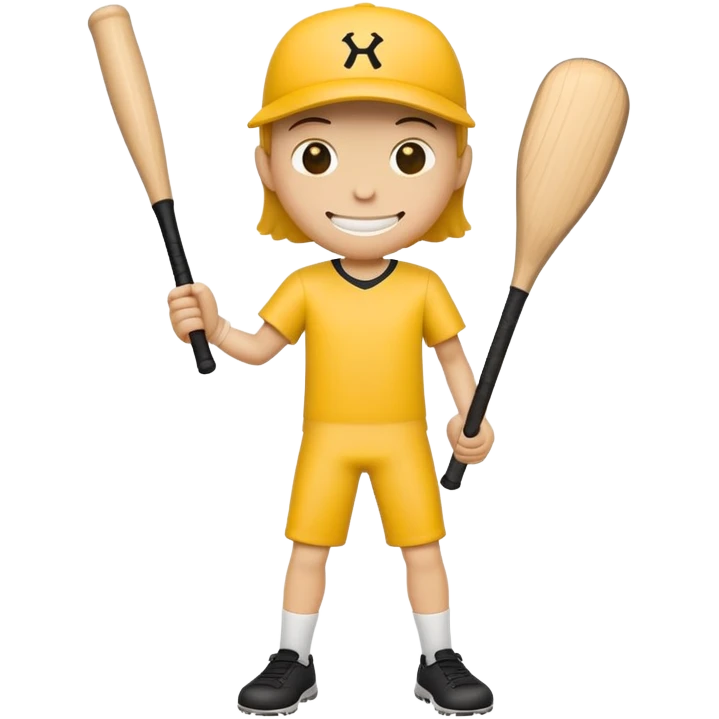 Make a yellow stick with a creepy smile with limbs holding a baseball bat emoji