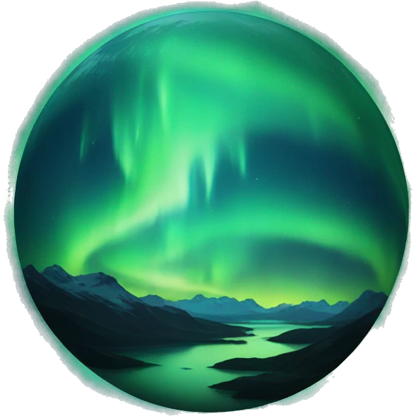Northern lights encompassing earth emoji