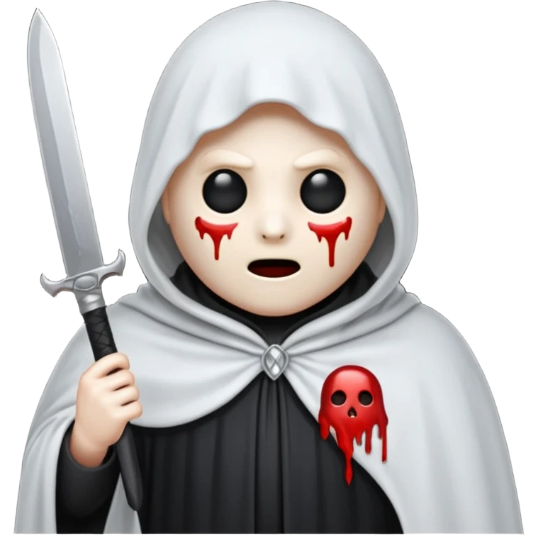 make a ghost face emoji with a cloak on and a bloody knife from the movie scream emoji