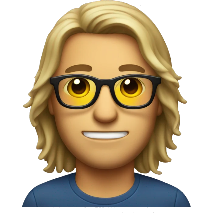 guy with glases and middle long hair, drinking beer emoji