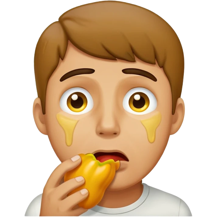 Crying man after eating yellow pepper emoji