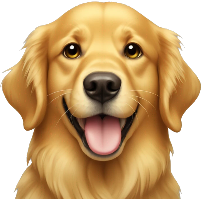 Golden retriever with sunflower in mouth emoji