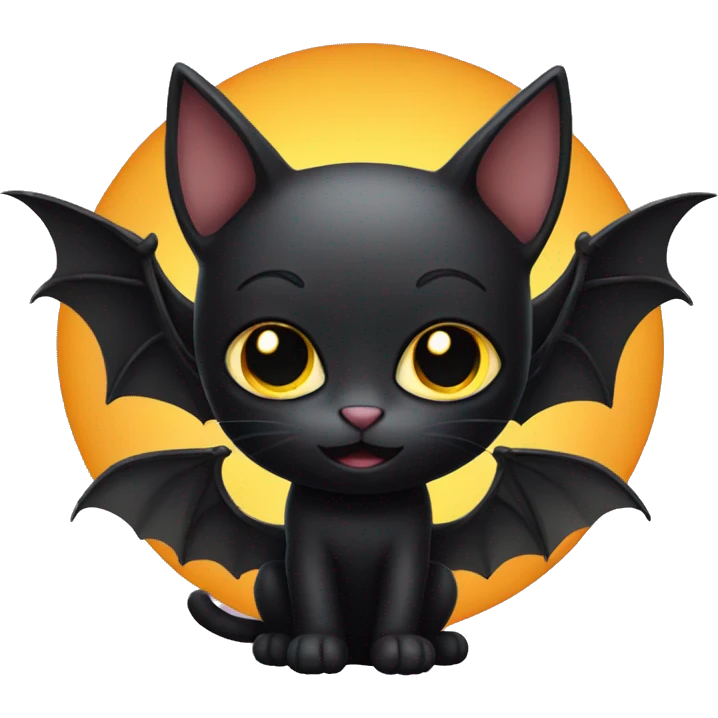 Black cat with bat wings  emoji