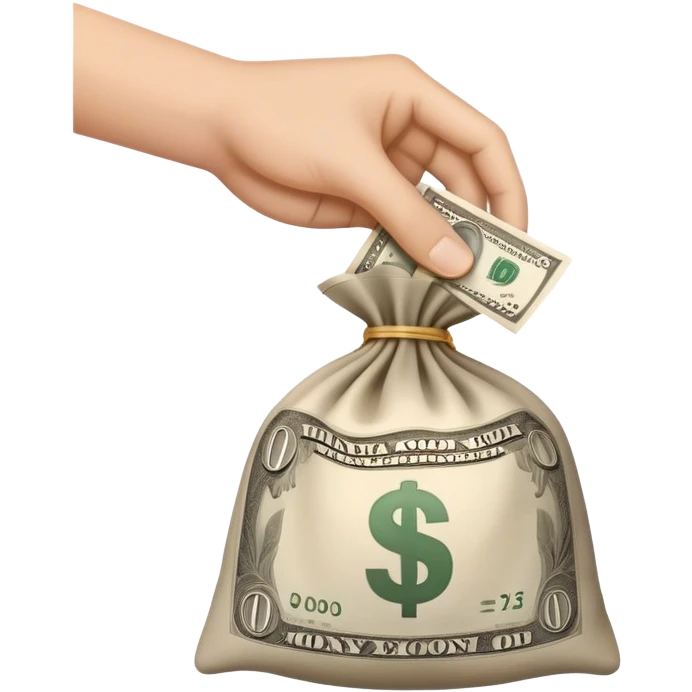 one hand holding a bag of money emoji