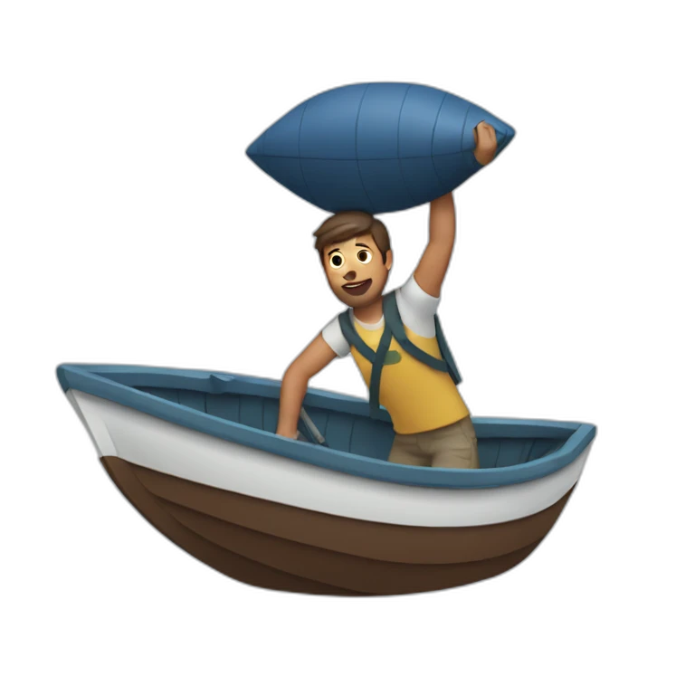 Guy carrying a boat over his head emoji