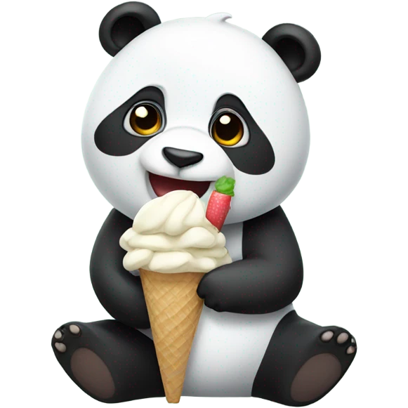 Panda eating ice cream emoji