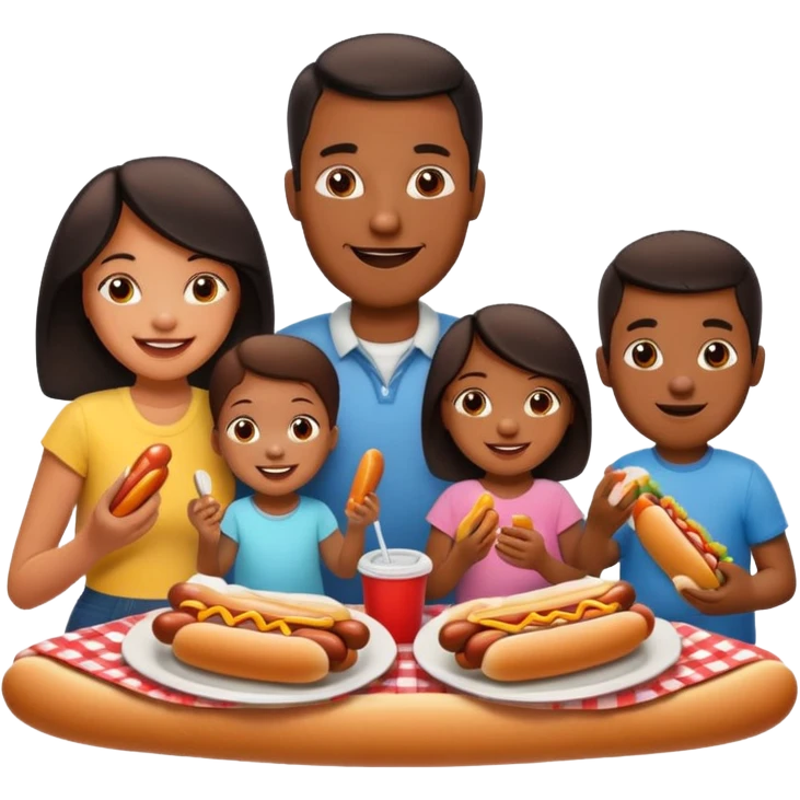 cookout with black family mom,dad,daughter,son, and baby emoji