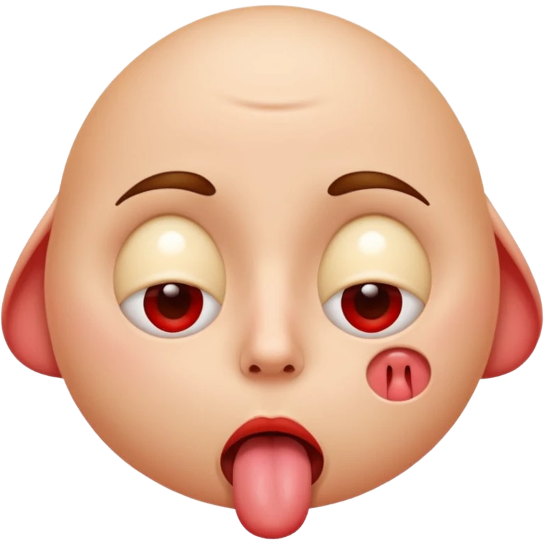 face with rolled up eyes, tongue hanging out, flushed, breathing out hot airs emoji