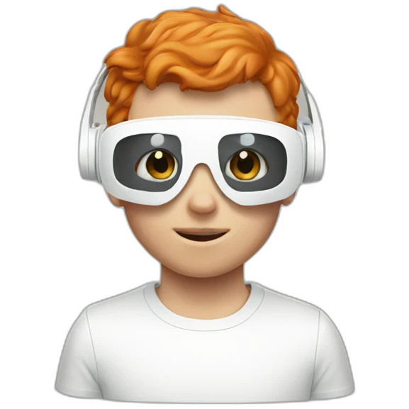 Ginger boy wearing a white vr headset emoji