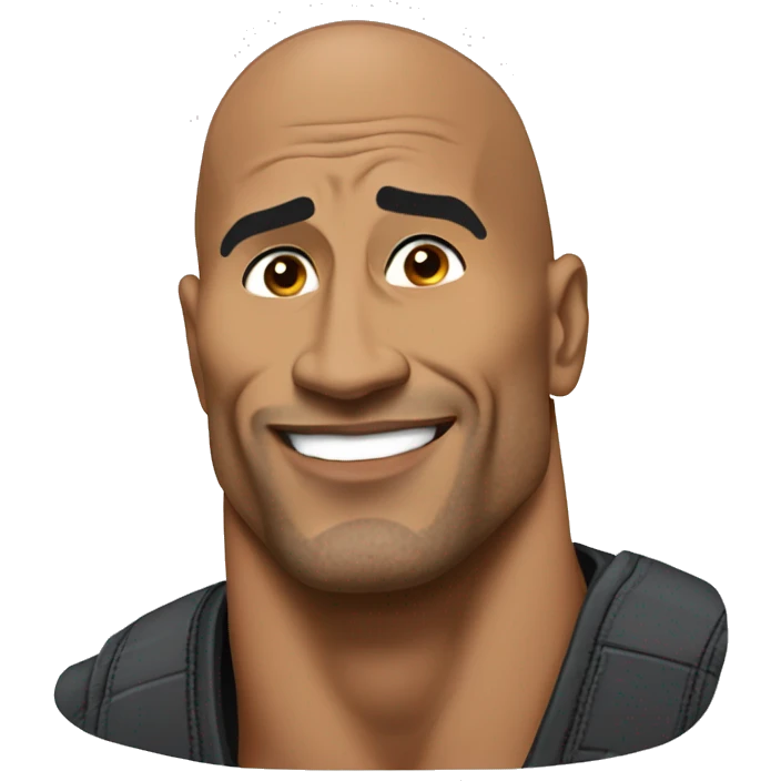 I would like a sticker featuring Dwayne Johnson with his right eyebrow raised, in a humorous meme style. emoji