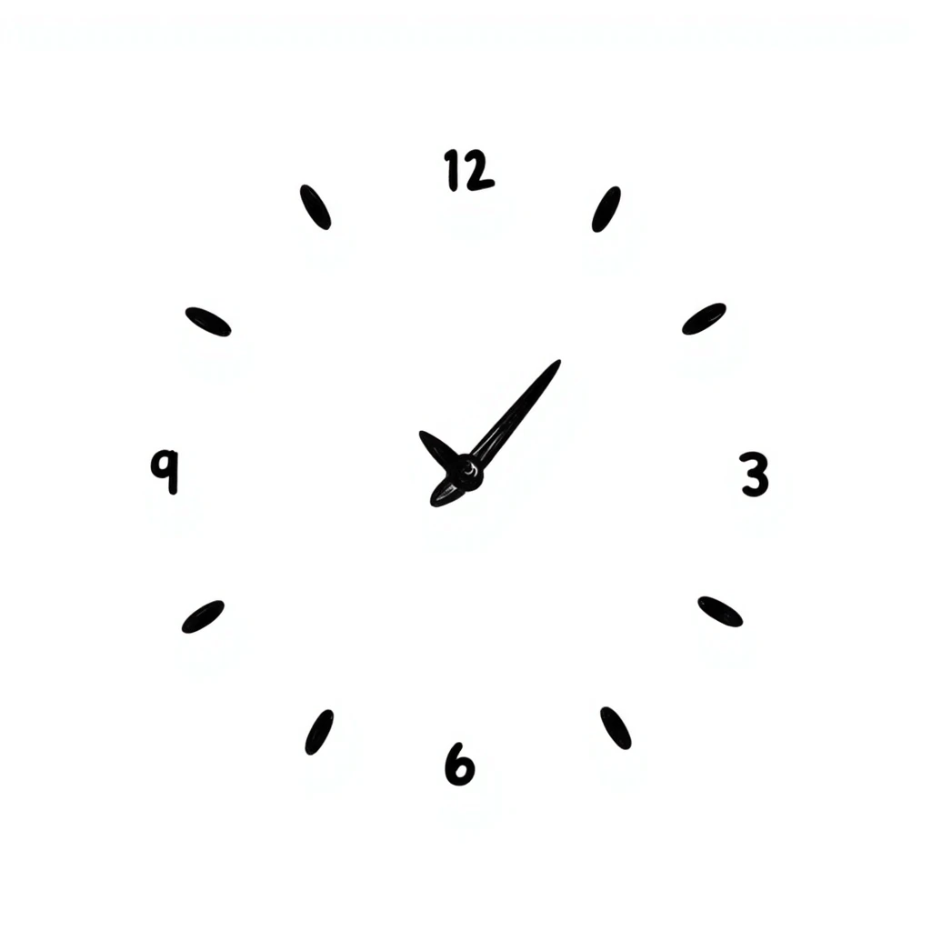 Hand-drawn analog wall clock with numbers emoji