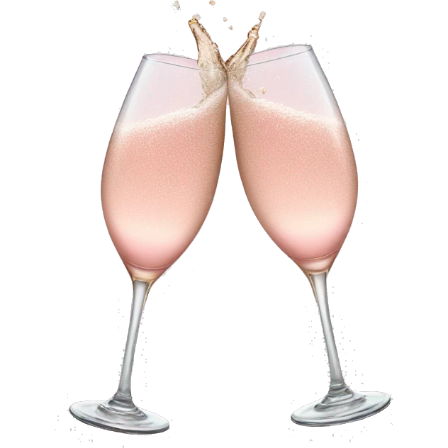 glasses of pastel pink champagne are smashing against each other emoji