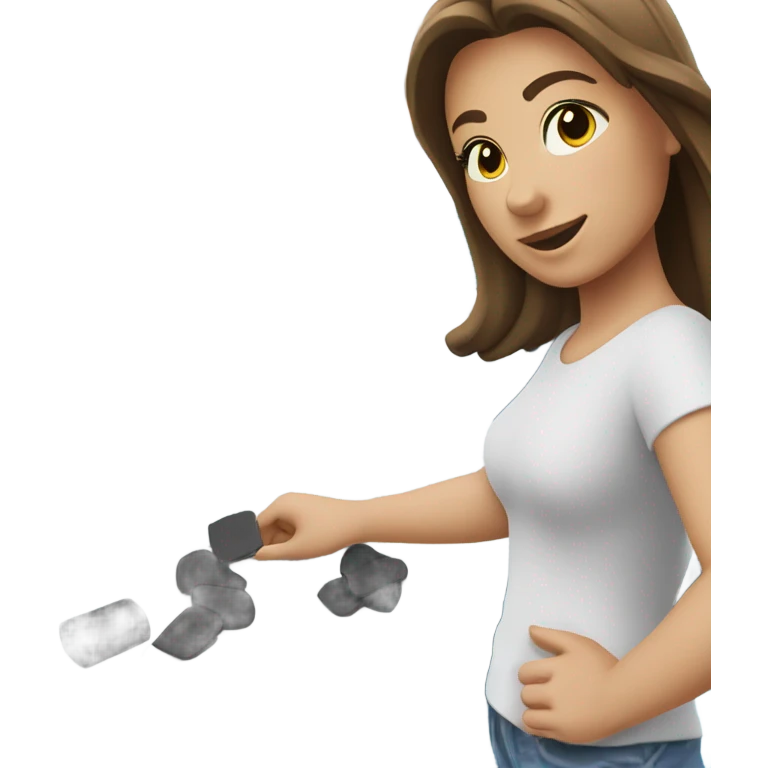 girl puts foam rubber under the yacht emoji