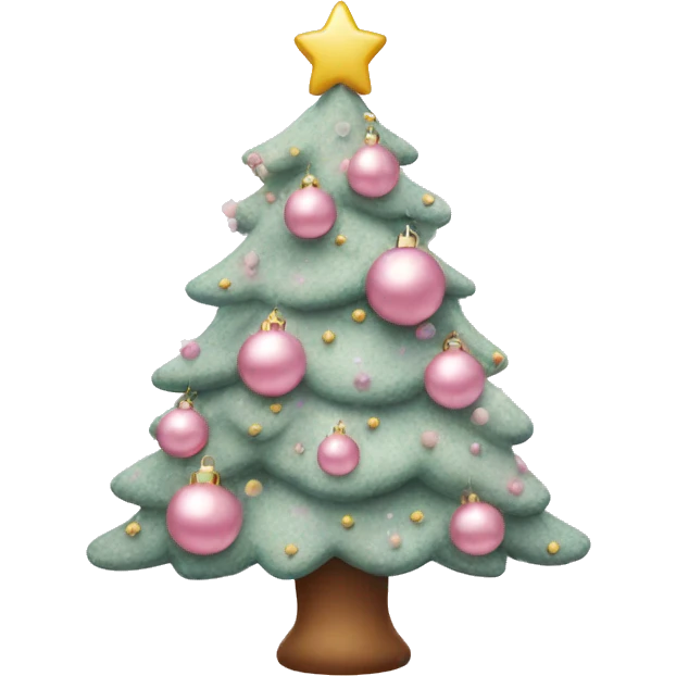 Pastel pink decorated Christmas tree emoji