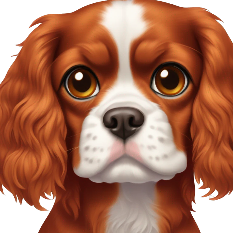 Ruby coloured cavalier King Charles full body no white fur all red fur emoji