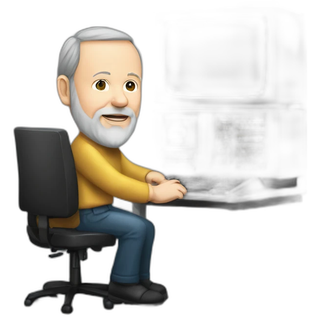 Dennis Ritchie with a PDP-11 computer emoji