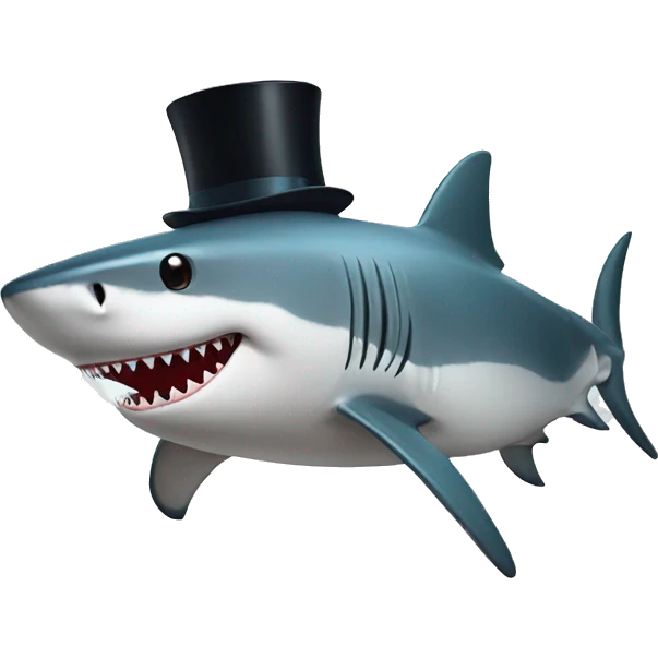Shark with a top hat emoji