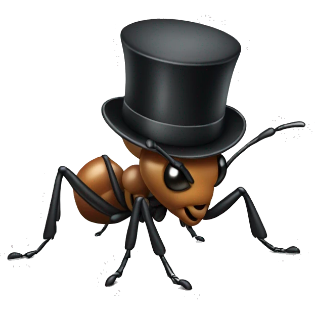 Ant with top hat emoji