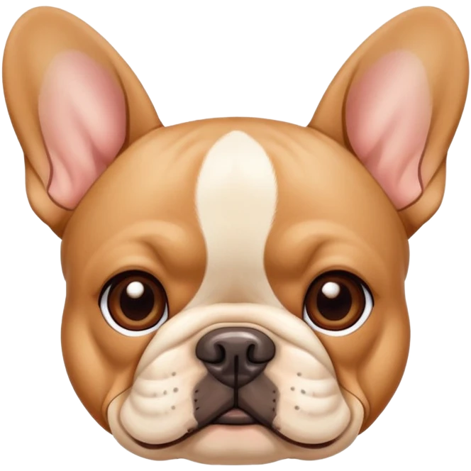 tan French bulldog face, no body, close-up portrait emoji