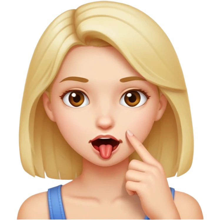 Une une fille qui drague en se mordant le doigt avec le regard sur le coté emoji