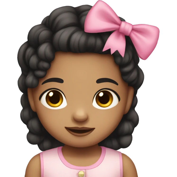 Toddler with dark hair and light skin and a pink bow emoji