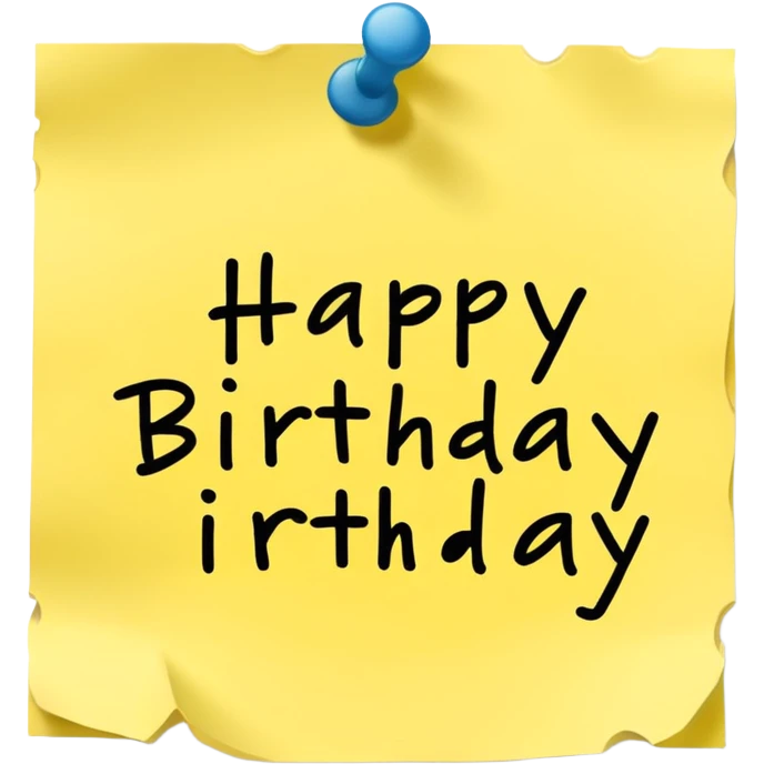 Sticky note with happy birthday text  emoji