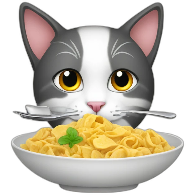 A cat eating dishes emoji
