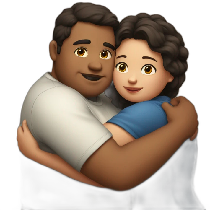 A fat boy hugging beautiful girl emoji