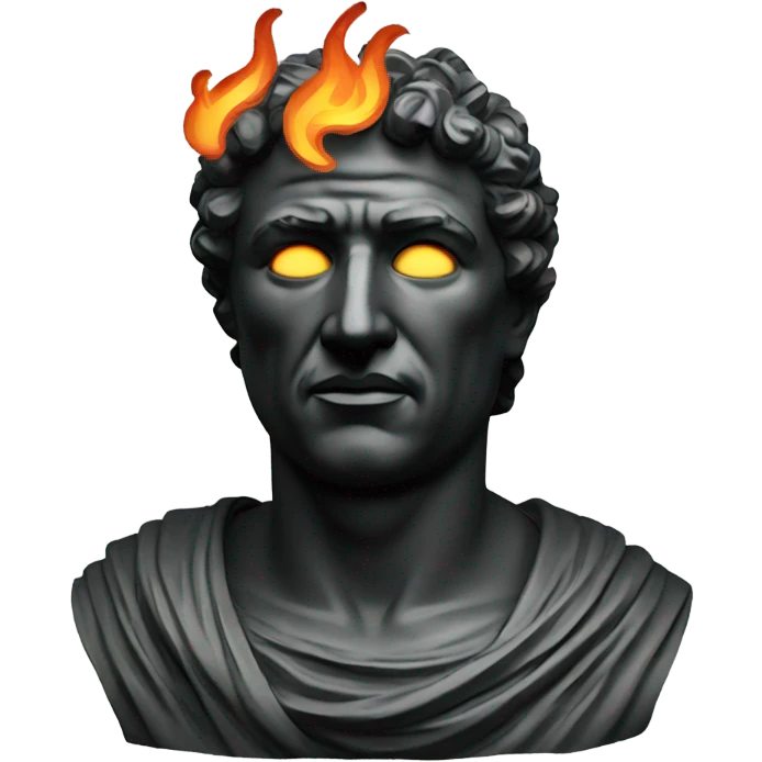 black iron roman bust on fire emoji