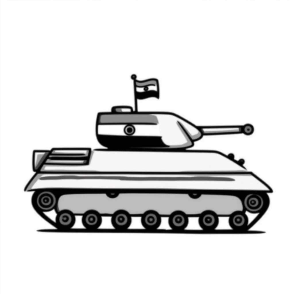 Hand-drawn Indian Army tank with Indian tricolor markings emoji