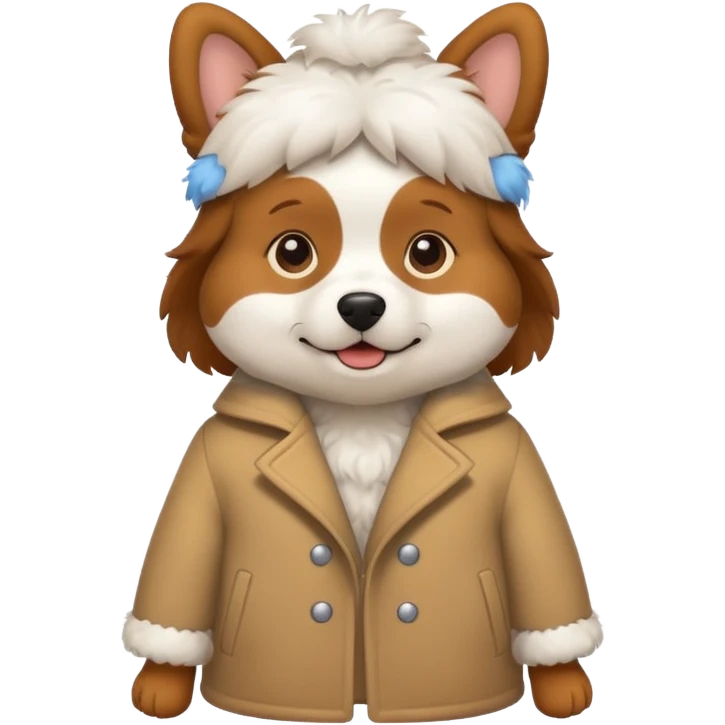 Dog whering a coat emoji