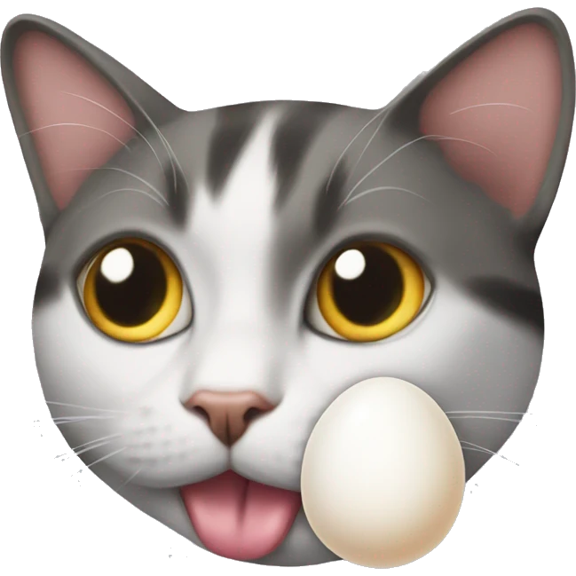 A cat with an egg in its mouth emoji