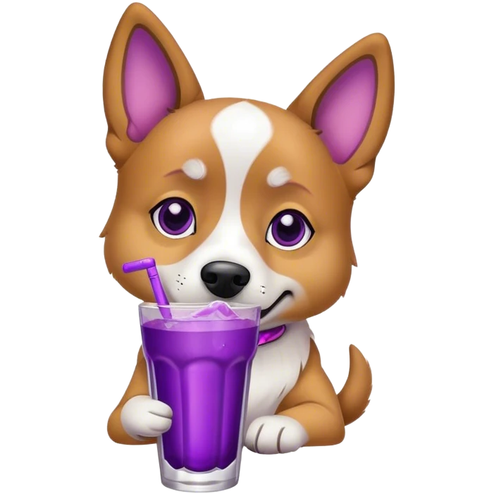 Dog with purple drink emoji