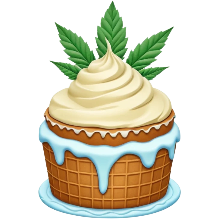frozen ice cream cake dessert with cannabis leaf emoji