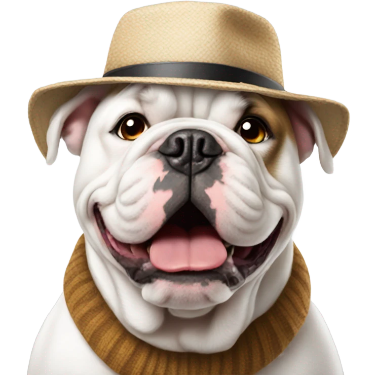 White bulldog with hat emoji